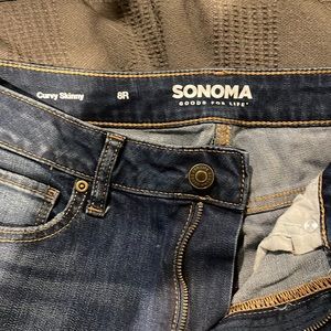 Sonoma size 8 regular curvy skinny, dark blue wash, super stretchy